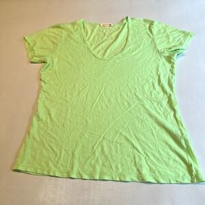 Sundry Women's Green Short Sleeve U Neck T-Shirt Top‎ Size 2